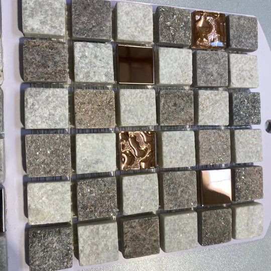 Brown mirrored look square mosaic - ckbe01