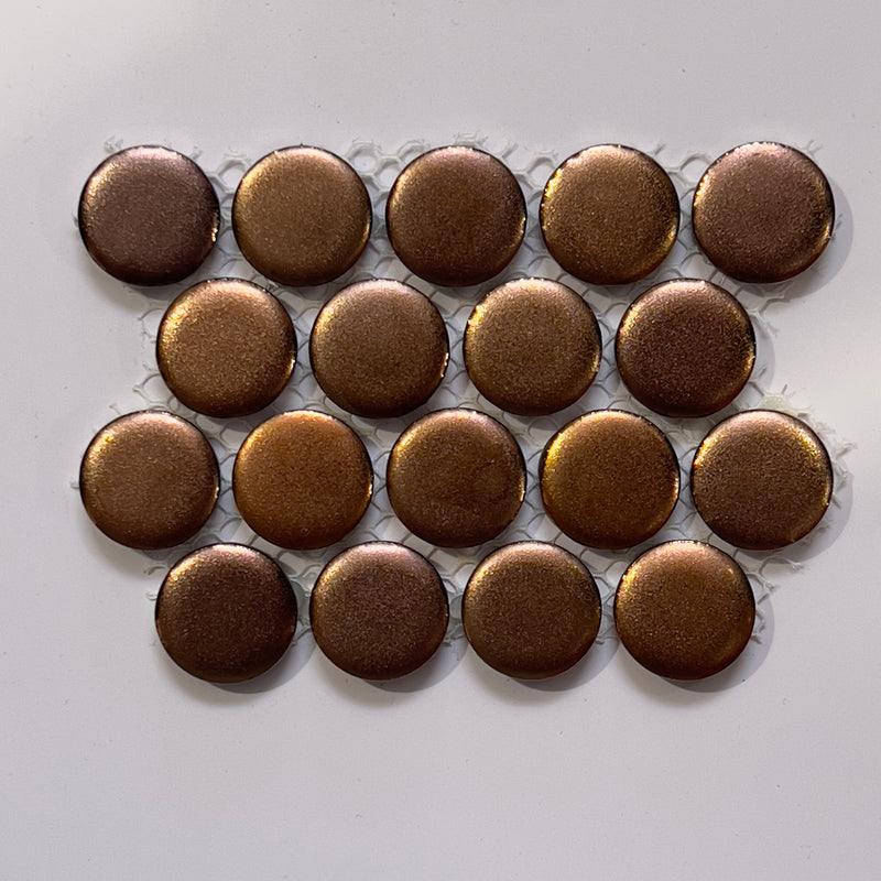 Brown mirrored porcelain penny round mosaic/pool tile - corb07bzm