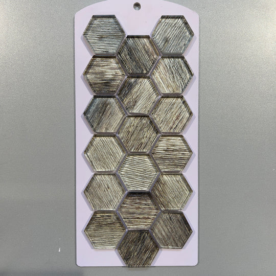 Brown wood look glass hexagon mosaic - csra02