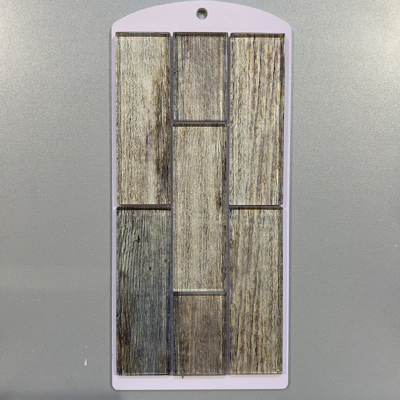 Brown wood look glass rectangle mosaic - csra01