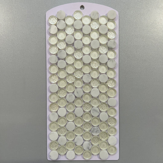 Cream glass and marble penny round mosaic - cmok020