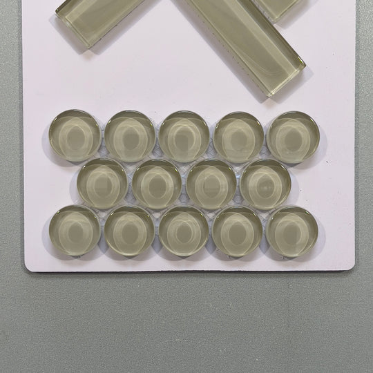 Cream glass penny round mosaic - cpn085