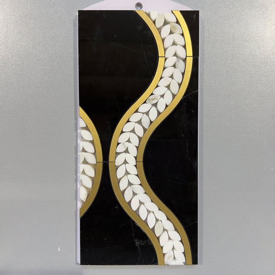 Gold & Black marble abstract mosaic - cmic09arbk