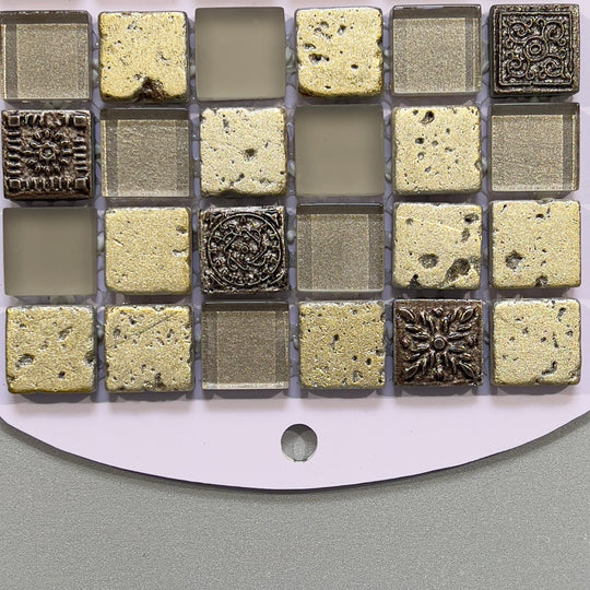 Gold deco glass square mosaic - cbda2323
