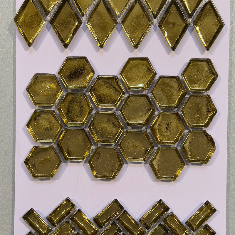 Gold mirrored look glass hexagon mosaic - cahx08