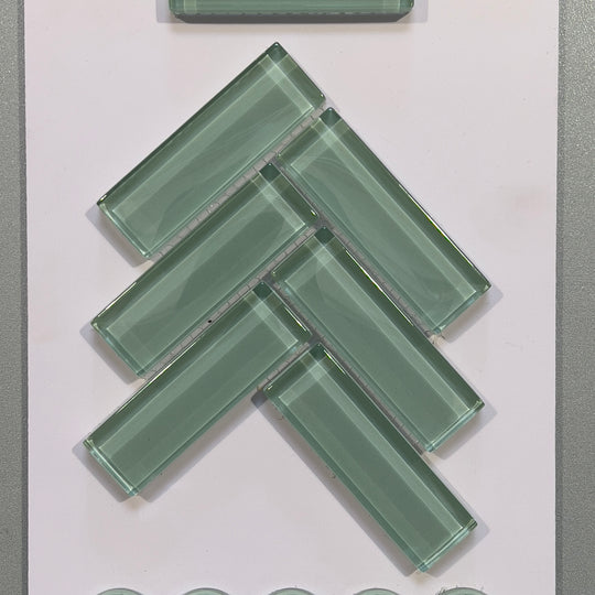 Green glass herringbone mosaic - chb047