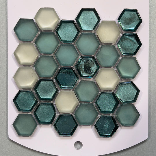 Green glass hexagon mosaic - cahx04