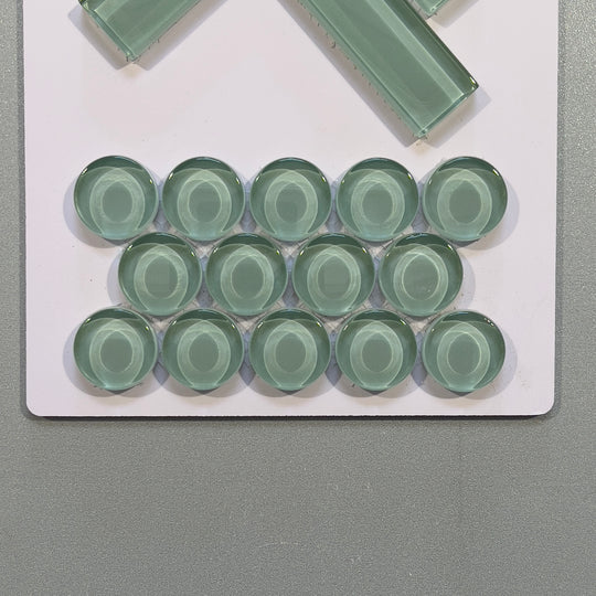 Green glass penny round mosaic - cpn047