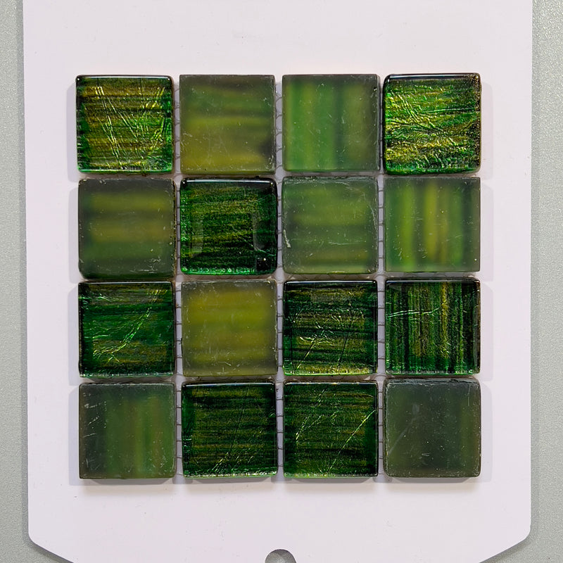 Green glass square mosaic - cjp308
