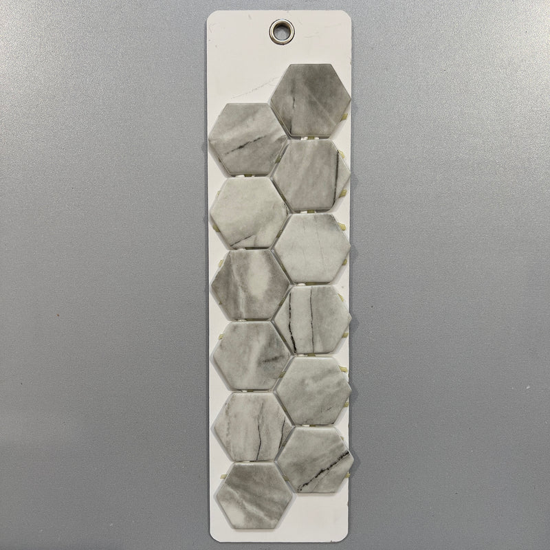 Grey Marble Look Glass Hexagon Mosaic/Pool Tile - pmyn1301