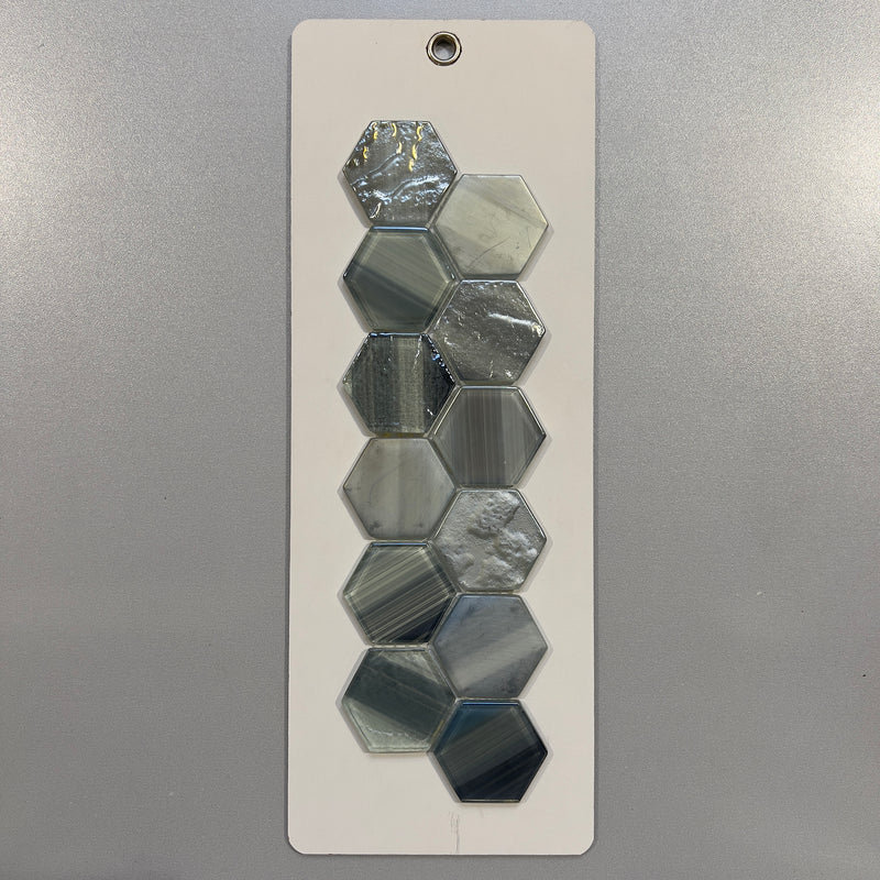 Grey Slate Look Glass Hexagon Mosaic/Pool Tile - pupb2104