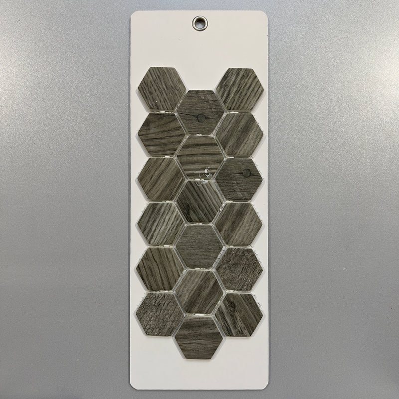 Grey Wood Look Glass Hexagon Mosaic/Pool Tile - pwdl4004