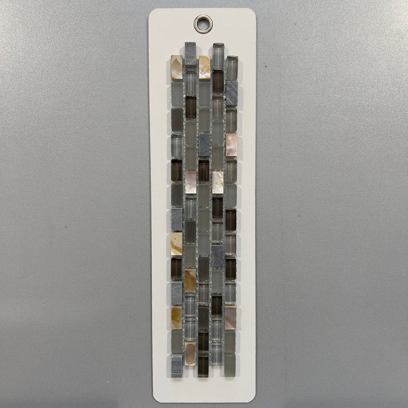 Grey and Beige Shell and Glass Linear Mosaic - pamer394