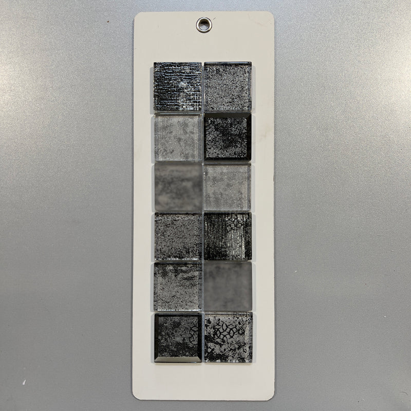 Grey deco glass square mosaic - pjlm3104