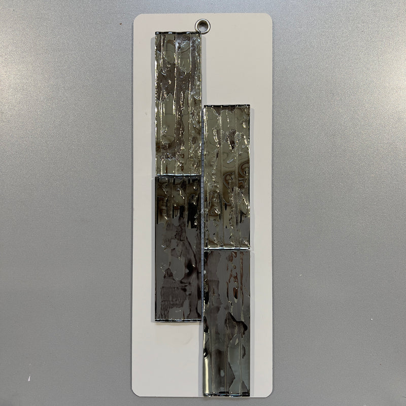 Grey deco mirrored look glass rectangle mosaic - pdrp982