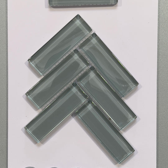Grey glass herringbone mosaic - chb092