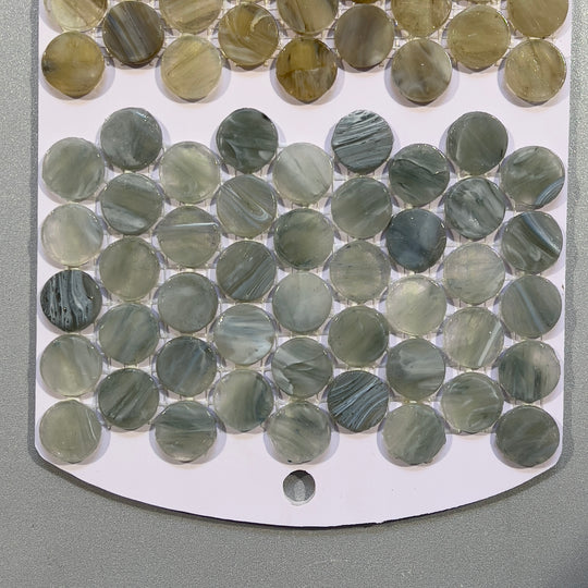 Grey glass penny round mosaic/pool tile - capn01