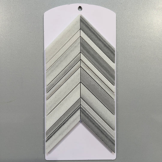 Grey marble chevron mosaic - cmrmcv05