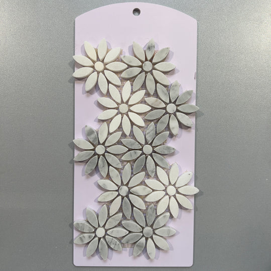 Grey marble floral mosaic - csef01