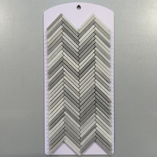 Grey marble herringbone mosaic - cmrmcv06