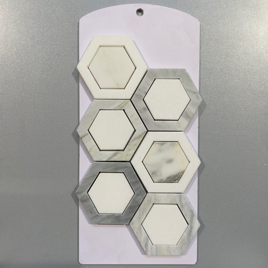 Grey marble hexagon mosaic - cemlg47