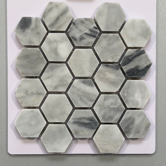 Grey marble hexagon mosaic - cseg08