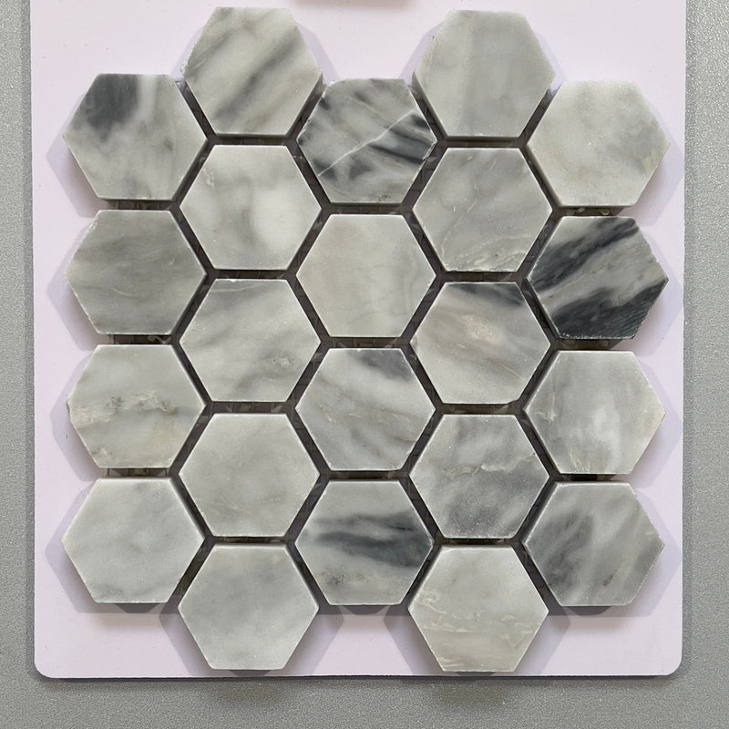 Grey marble hexagon mosaic - cseg08