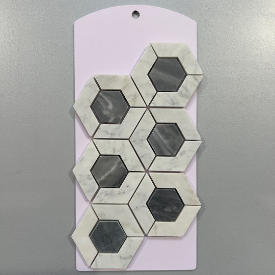 Grey marble hexagon mosaic - cseg09