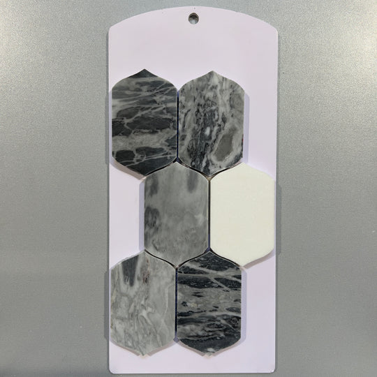 Grey marble lantern mosaic - cemlcn02