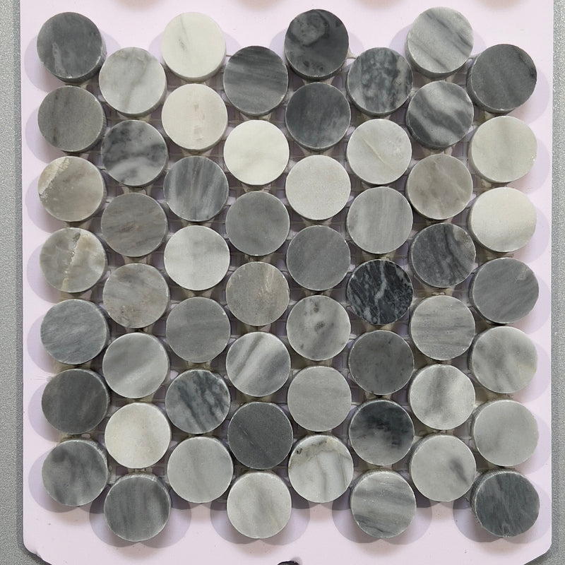 Grey marble penny round mosaic - csep02