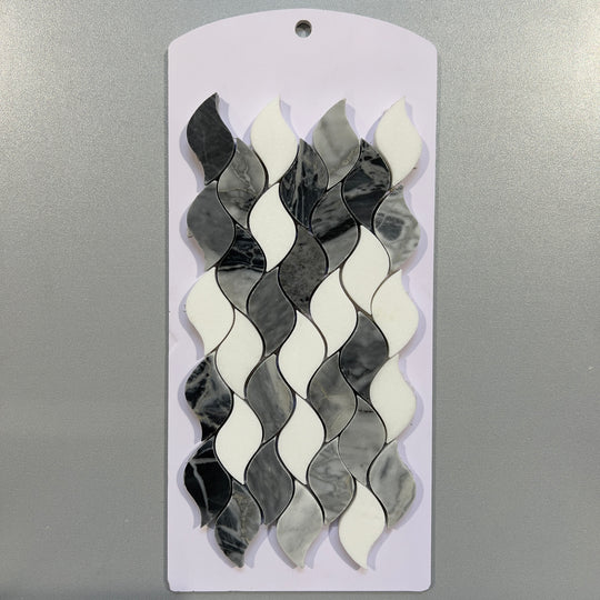 Grey marble wave mosaic - cemllf03