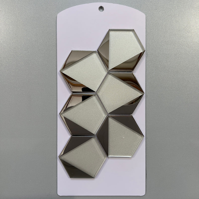 Grey mirrored glass hexagon mosaic - cmnc03bl