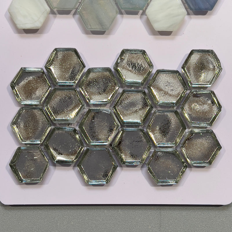 Grey mirrored look glass hexagon mosaic - cahx07