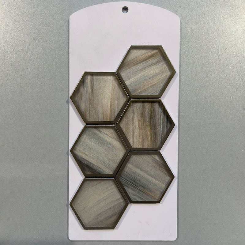 Grey mirrored look glass hexagon mosaic - cstr08