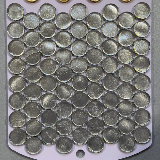 Grey mirrored look glass penny round mosaic - capn04