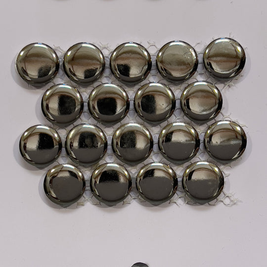 Grey mirrored porcelain penny round mosaic/pool tile - corb04bkg
