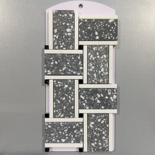 Grey terrazzo marble basketweave mosaic - cvnz08b