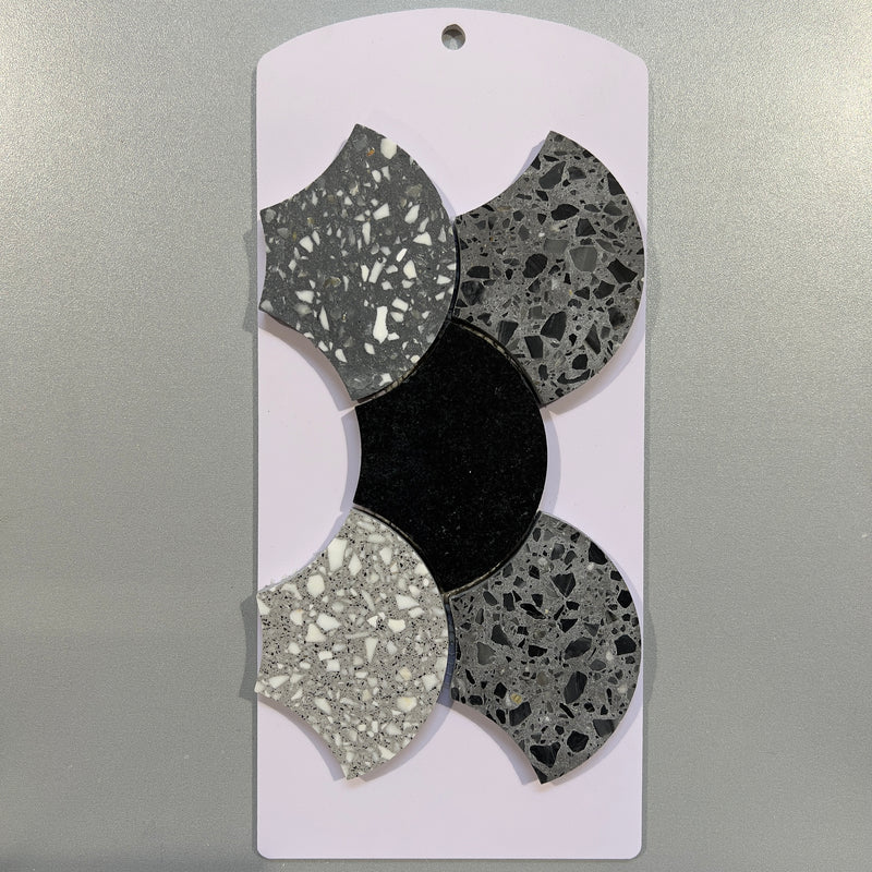 Grey terrazzo marble fan mosaic - cvnz02sc