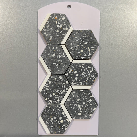 Grey terrazzo marble hexagon mosaic - cvnz10hx