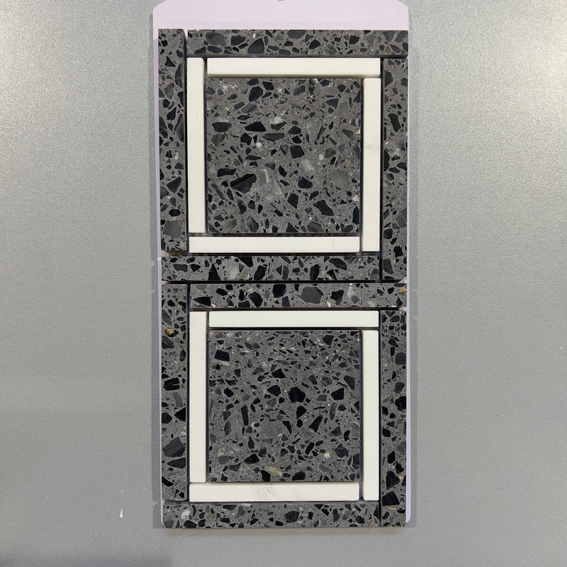 Grey terrazzo marble square mosaic - cvnz06s