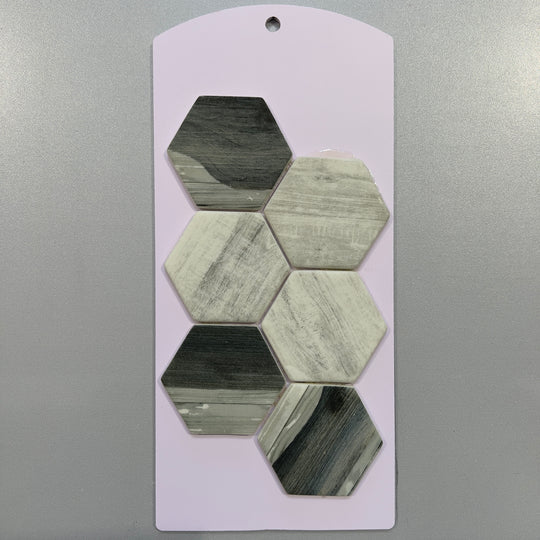 Grey wood look glass hexagon mosaic/pool tile - cnnh08gr