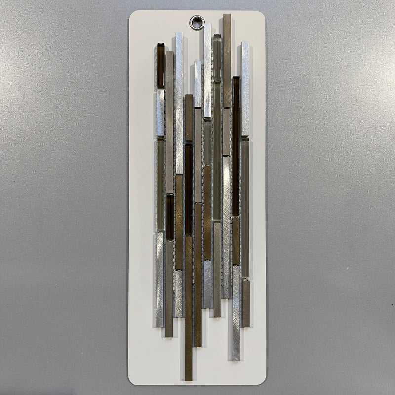 Mixed Beige Glass and Metal Linear Mosaic - pos1008