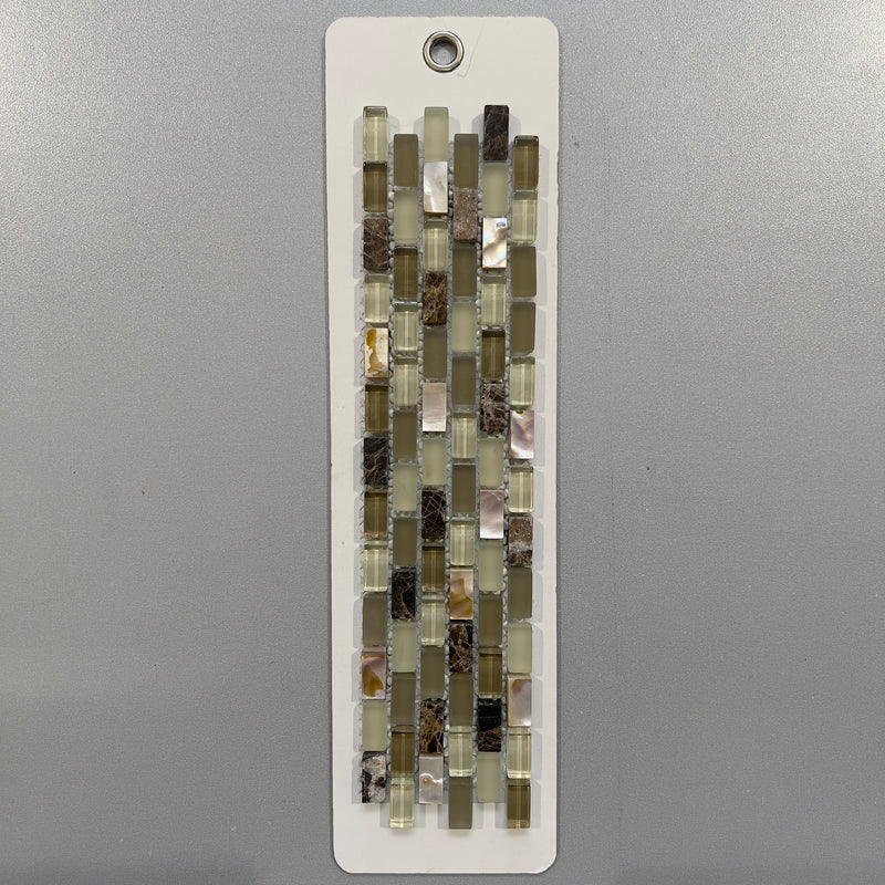 Mixed Beige Glass and Shell Linear Mosaic - pamer391