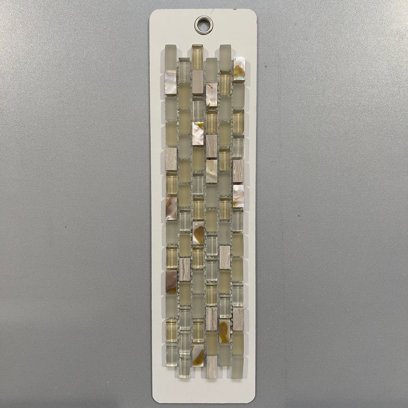 Mixed Beige Glass and Shell Linear Mosaic/Pool Tile - pamer393