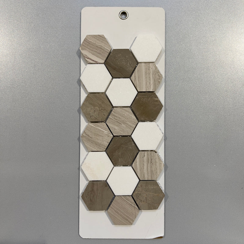 Mixed Beige Marble Hexagon Mosaic/Pool Tile - pclnl271