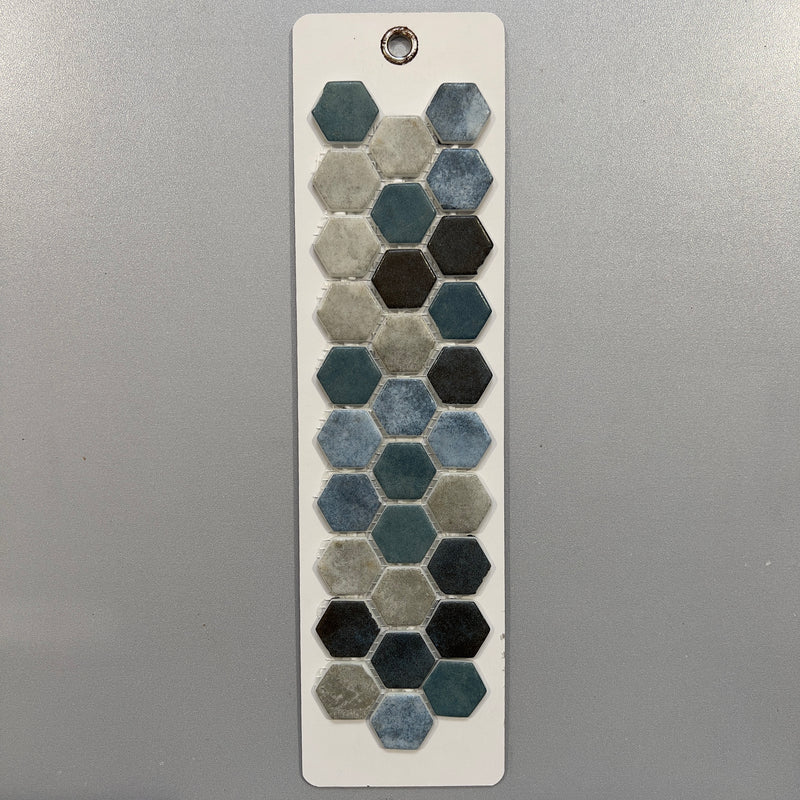 Mixed Blue Glass Hexagon Mosaic/Pool Tile - pkr1405