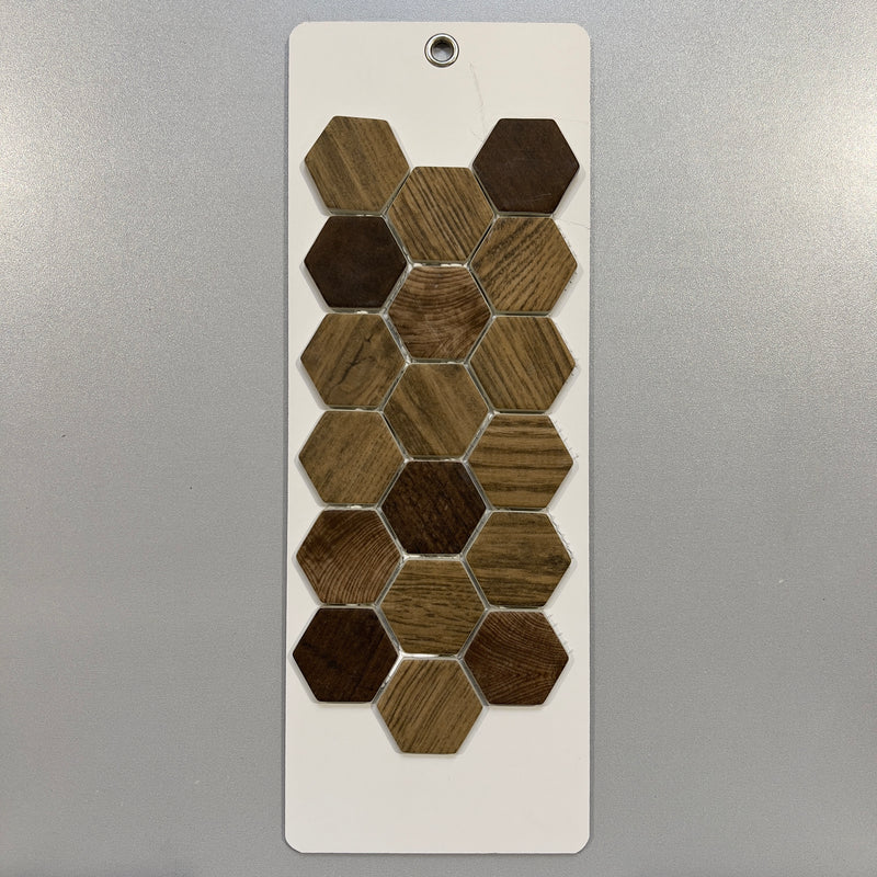 Mixed Brown Wood Look Glass Hexagon Mosaic/Pool Tile - pwdl4002