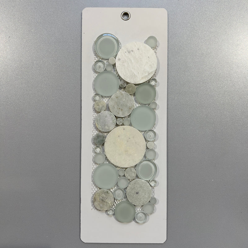 Mixed Green Marble and Glass Circle Mosaic/Pool Tile - pbfs401