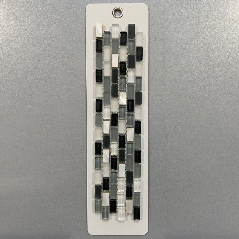 Mixed Grey Glass and Shell Linear Mosaic - pamer396