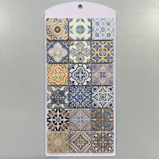 Mixed blue deco travertine square mosaic - cfst1